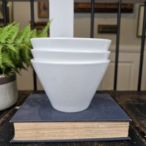 Set of 3 Modern White Conical Stacking Bowls | Porcelain Nesting Prep Serveware